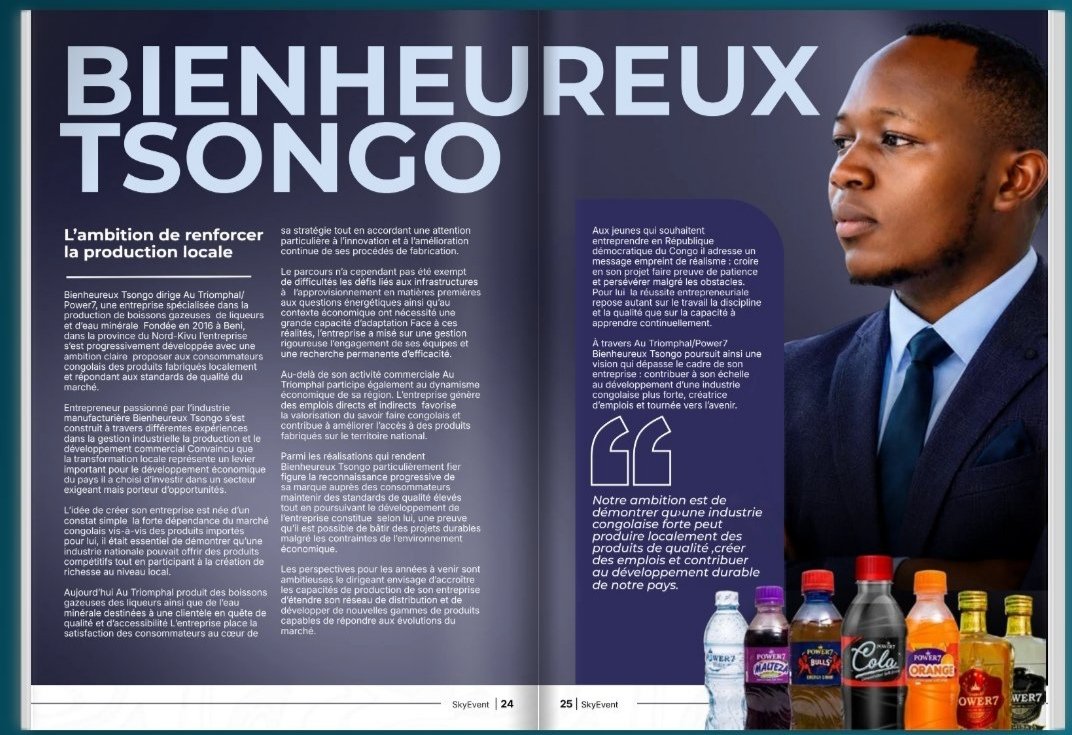 Bienheureux Socrate, cité parmi les 30 jeunes entrepreneurs de la RDC à la 5e édition du magazine SkyEvent : une véritable fierté !
